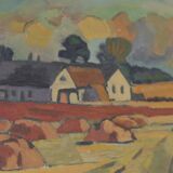 Original Swedish Oil on Canvas – “Landskap” – Vintage & Framed