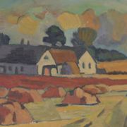 Huile sur toile originale suédoise – “Landskap” – Vintage et encadrée