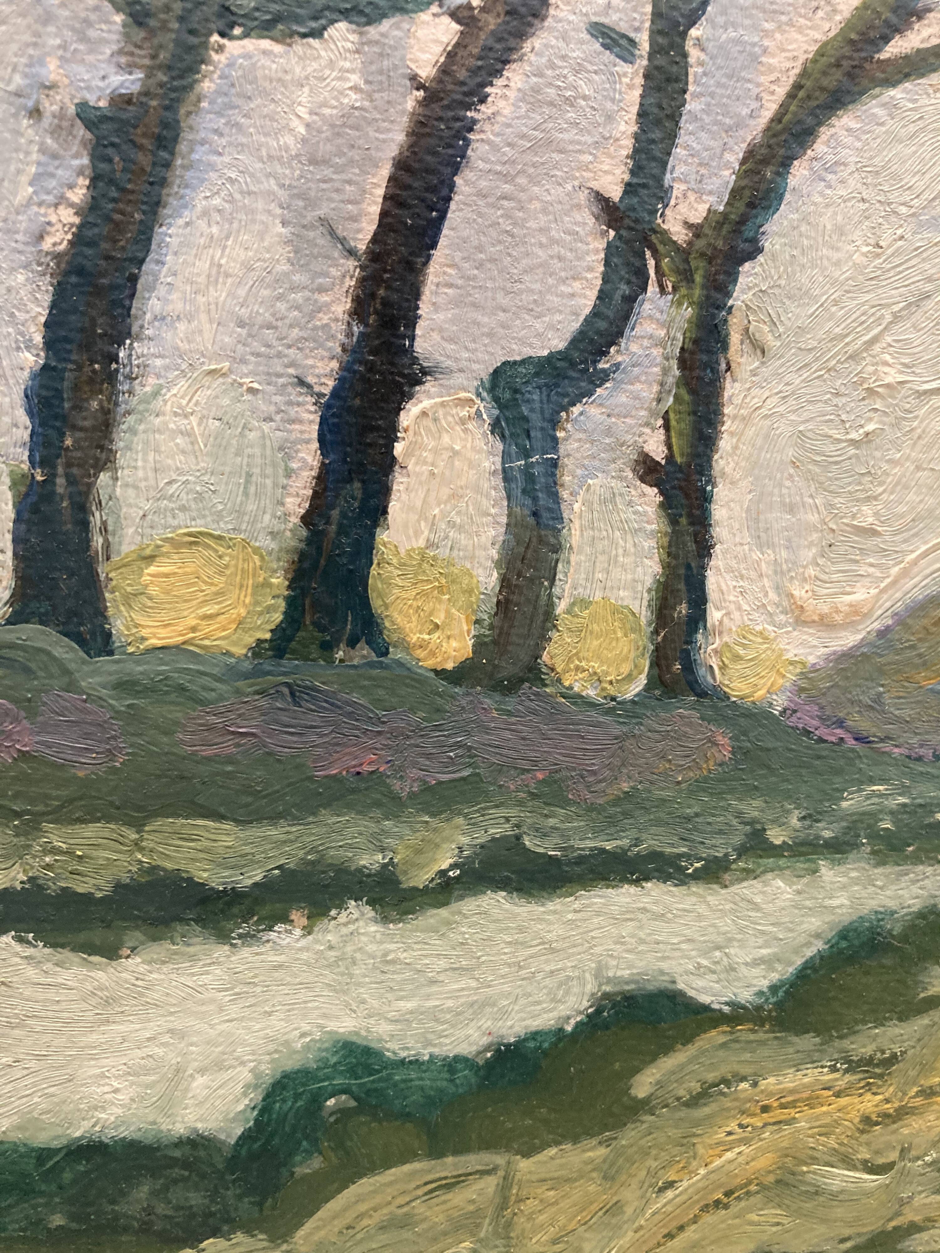 Pine painting and vintage river