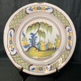 Nevers, earthenware dish willow decoration and eighteenth century pagodas