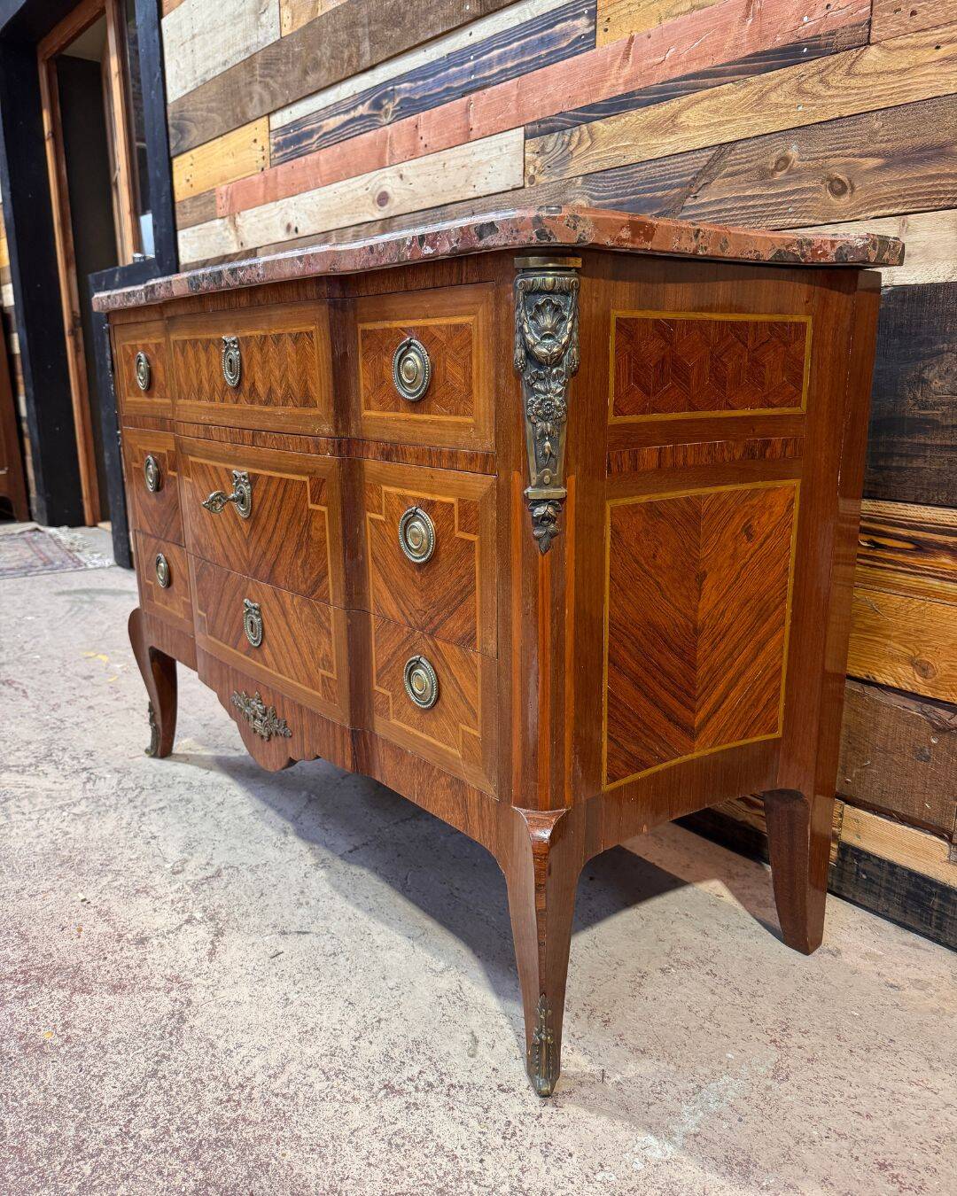 Transitional Louis XV / Louis XVI style chest of drawers