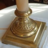 large Napoleon III bronze and onyx column lamp