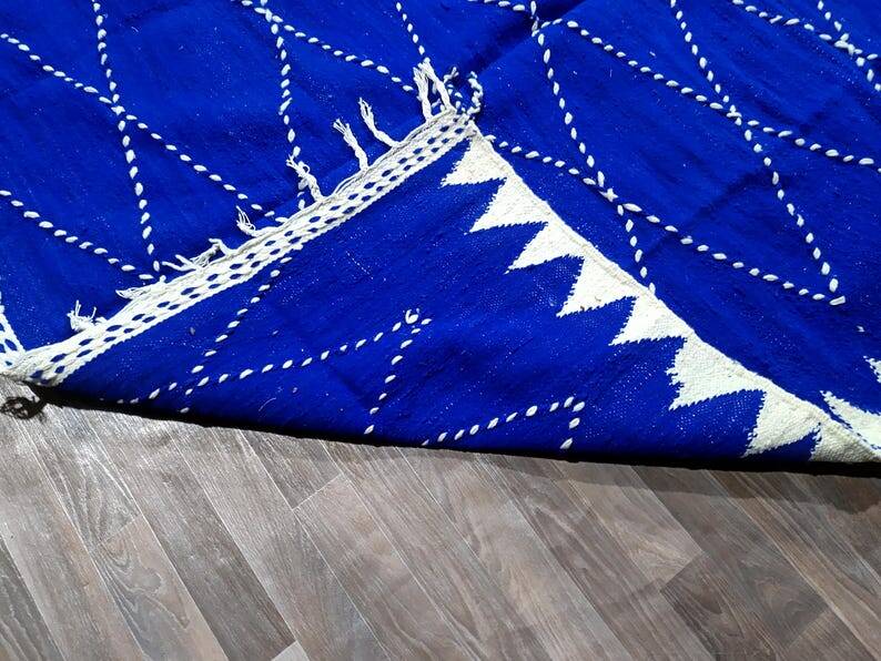 Blue Moroccan rug, handmade rug 150/250cm.