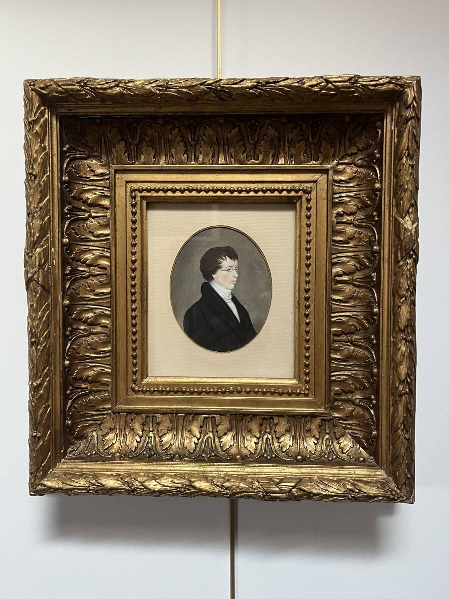 German school (?) of the early 19th century, Portrait of a young man wearing glasses.