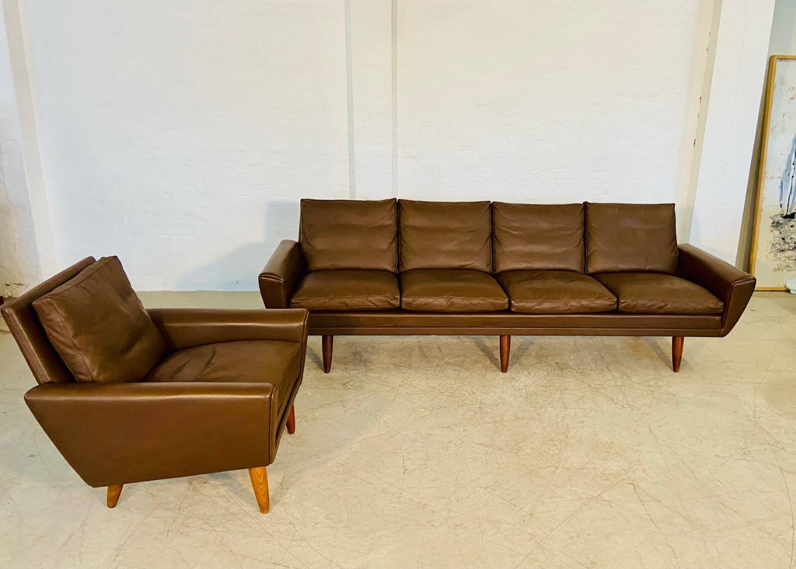 Vintage retro Danish mid-century G. Thams club chair in brown leather 60s