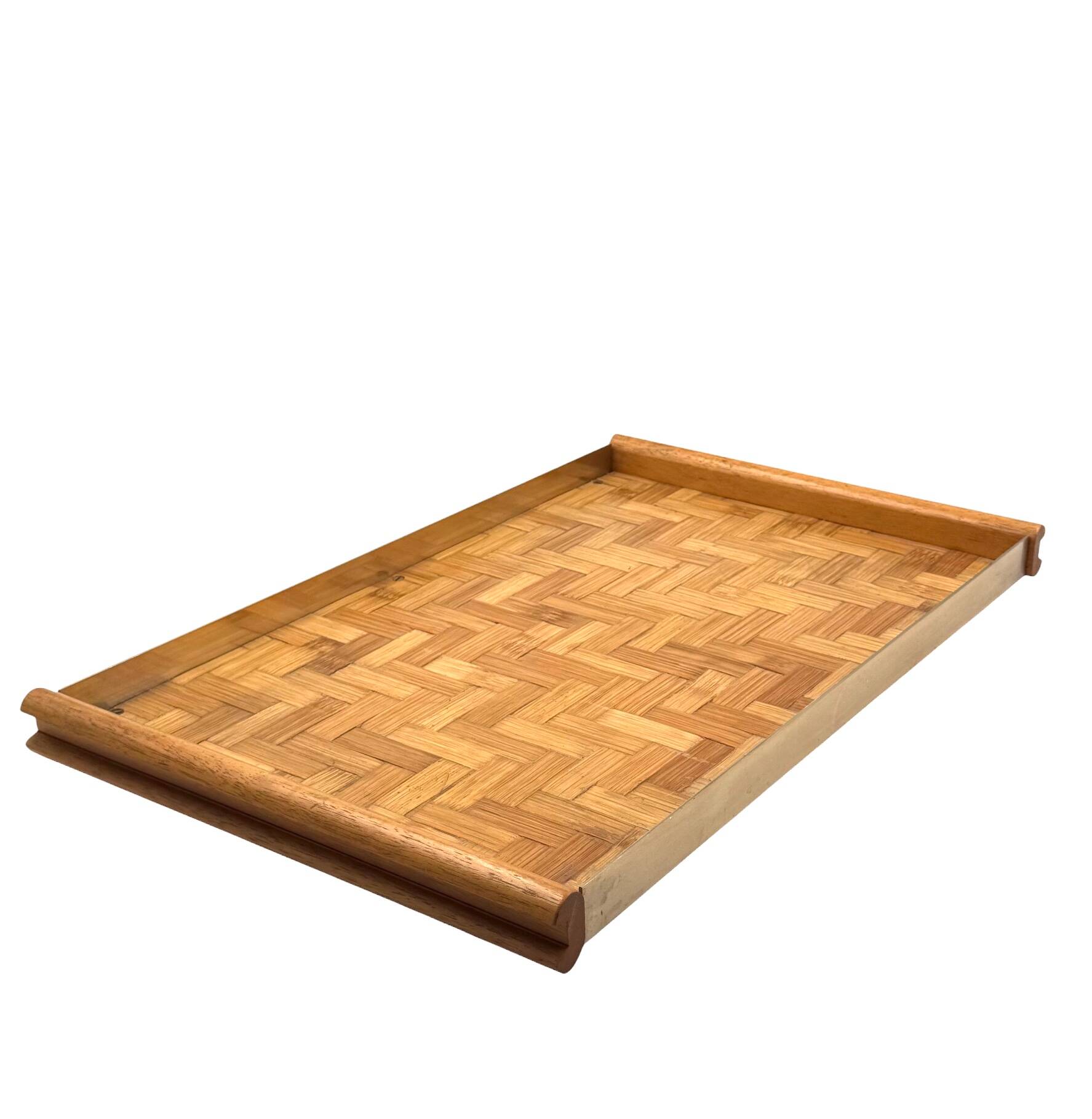Hollywood regency bamboo and brass tray, Italy 1970s