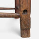 Antique rustic armchair in walnut and leather, 18th century.