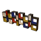 1960 shelf with contemporary pictorial intervention in the style of Piet Mondrian.