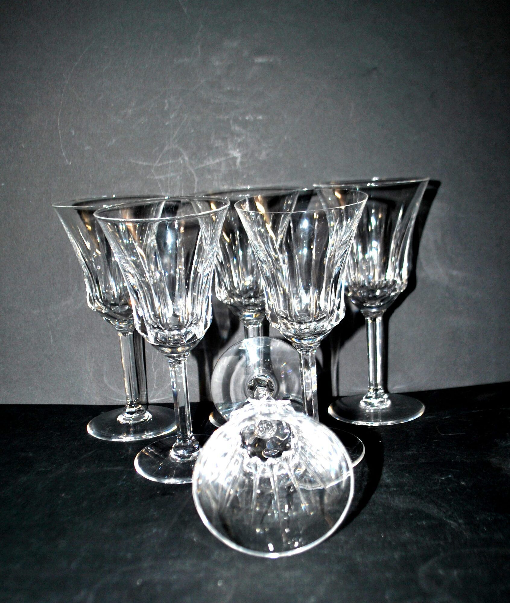 Set of 6 flared crystal wine glasses in Concorde Cerdagne style H15.2.
