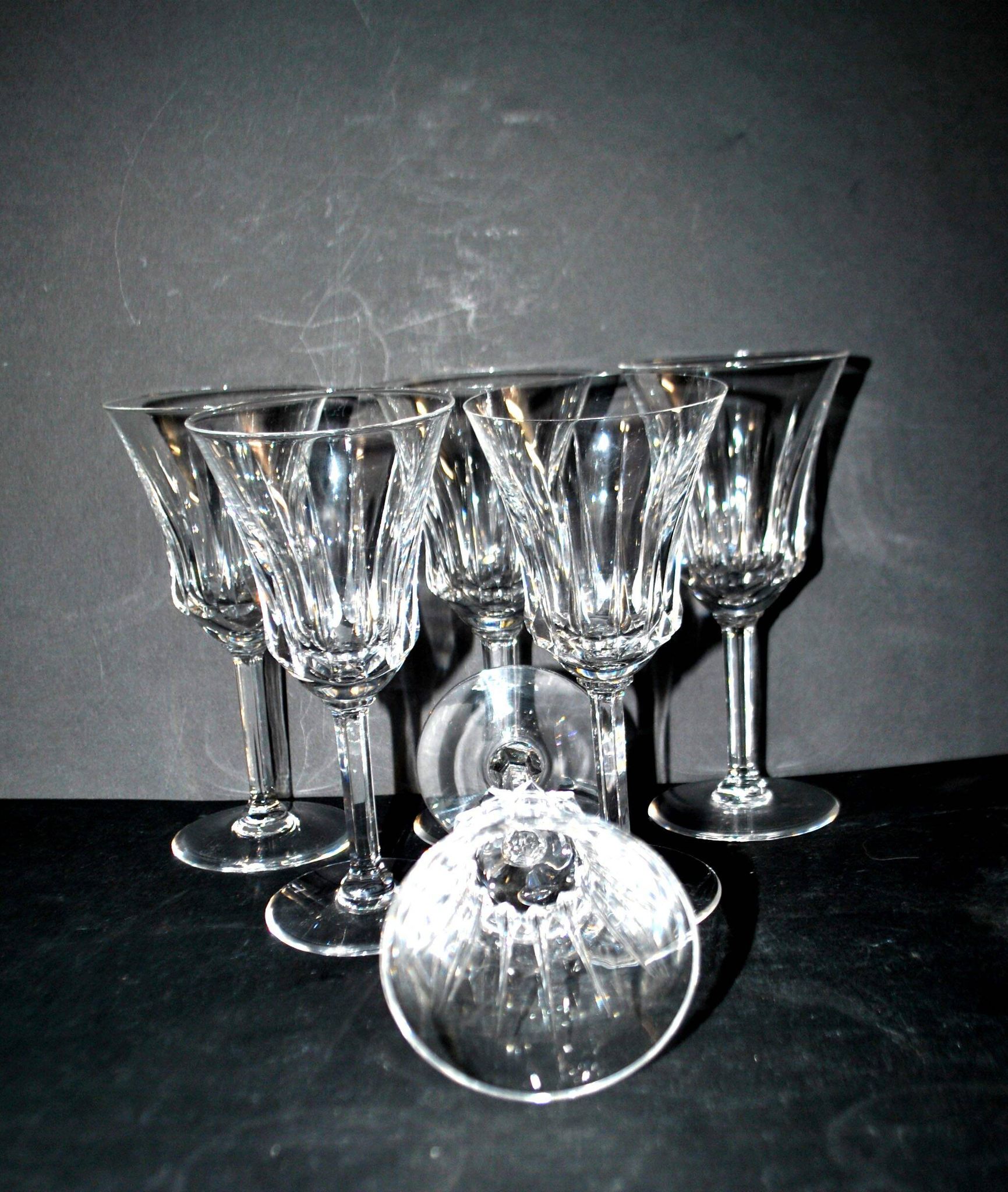 Set of 6 flared crystal wine glasses in Concorde Cerdagne style H15.2.