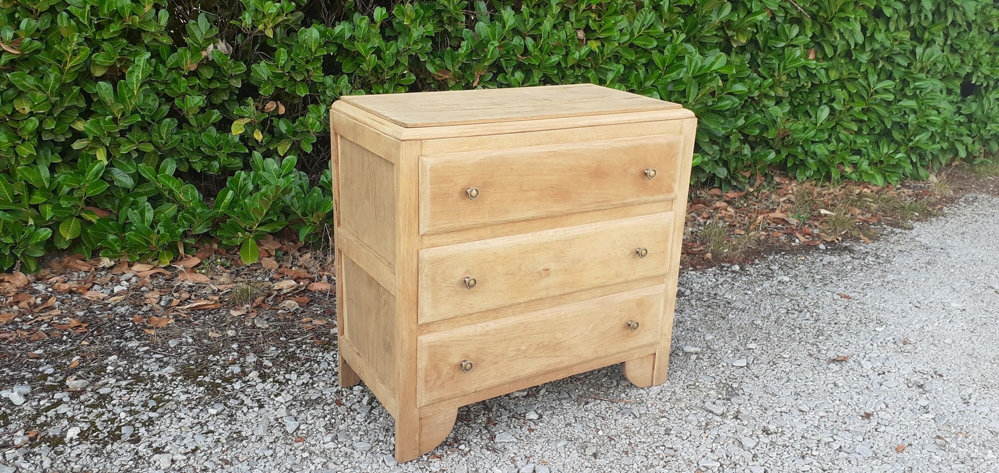 Art deco chest of drawers 3 drawers in solid oak wood brut 30s