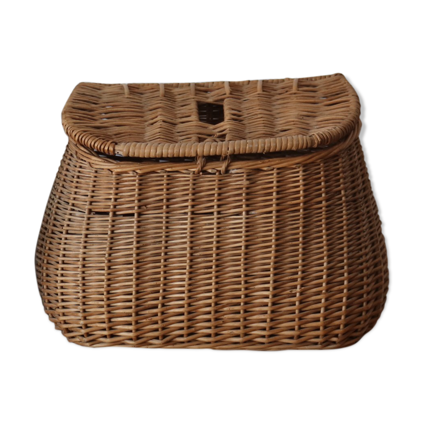 Old wicker fishing basket
