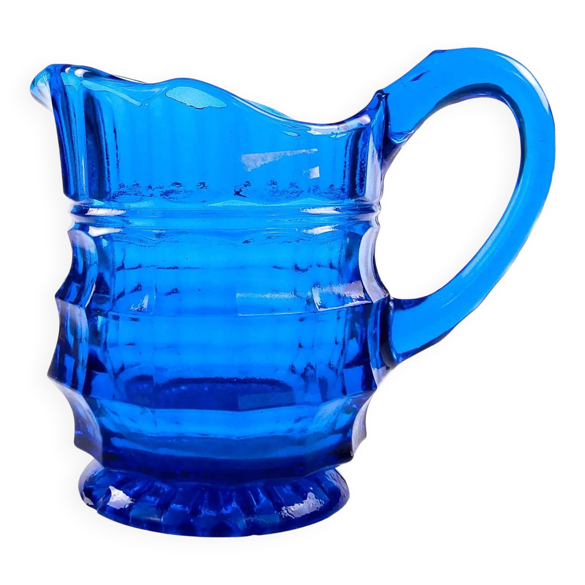 Art Deco creamer, cobalt glass, Belgium, 1930s
