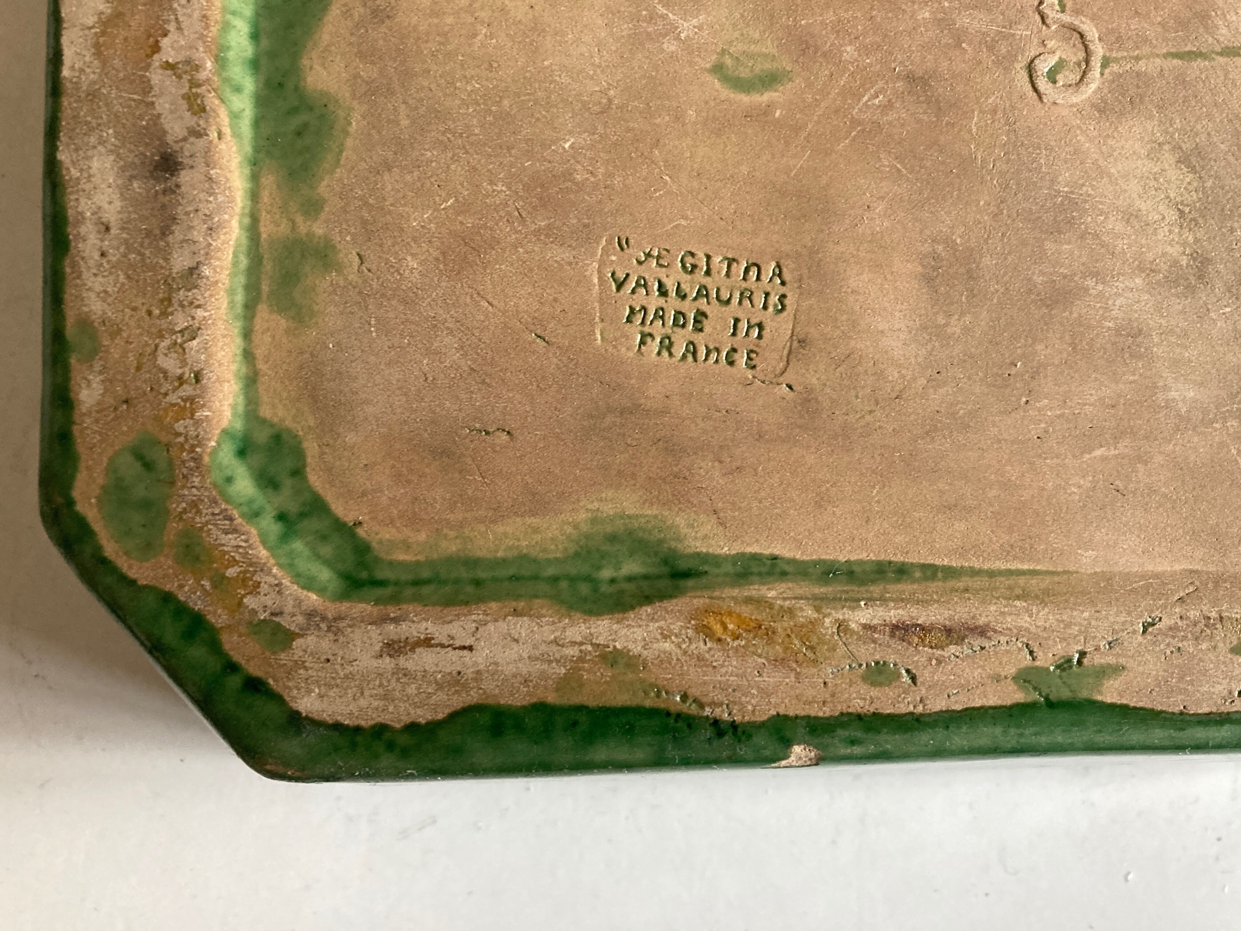 Glazed earth centerpiece dish Aegitna Vallauris 1960