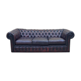Canapé Chesterfield 3 places en cuir rouge des années 70