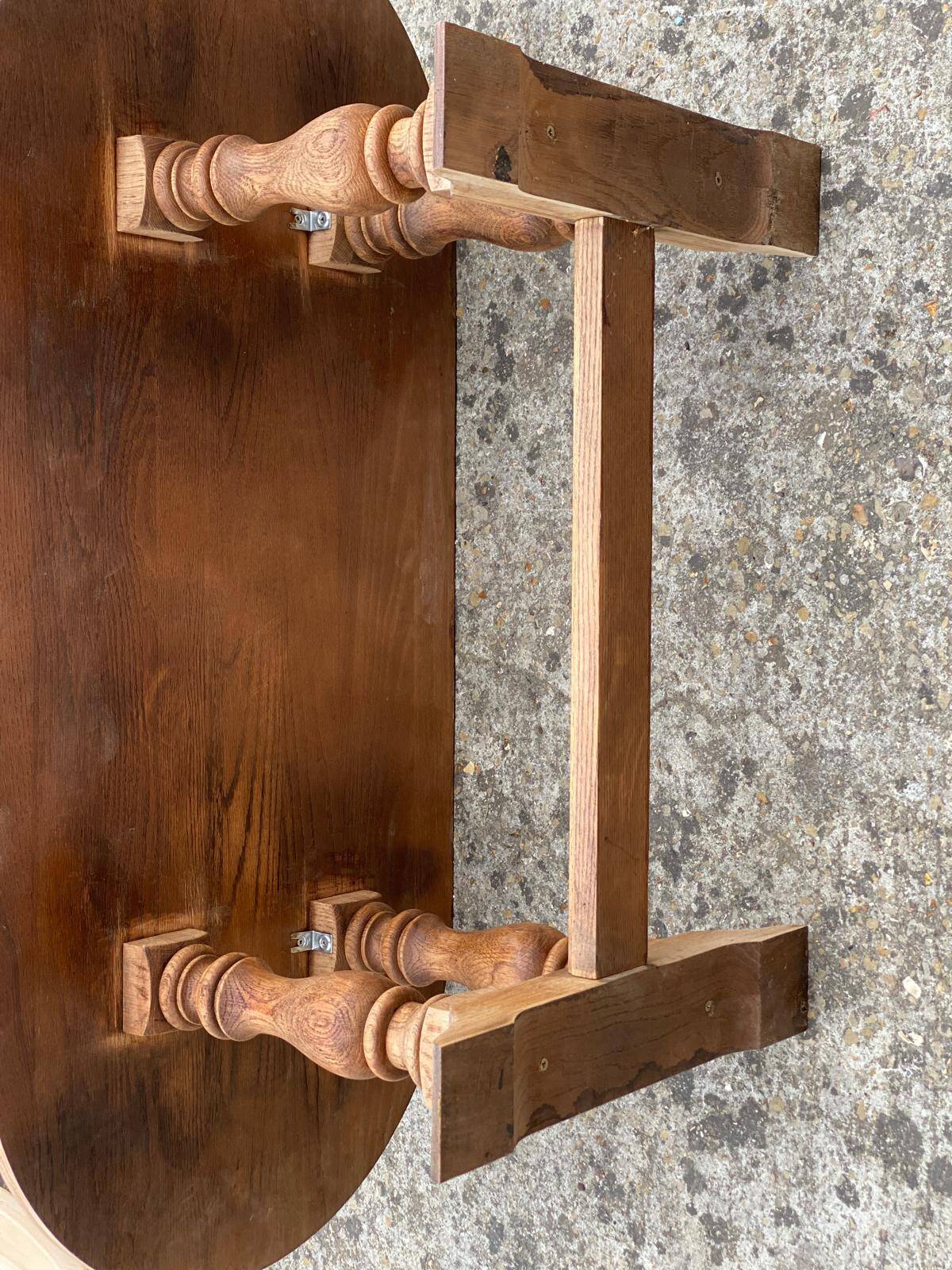 Renovated oval farmhouse or monstera coffee table in raw solid wood