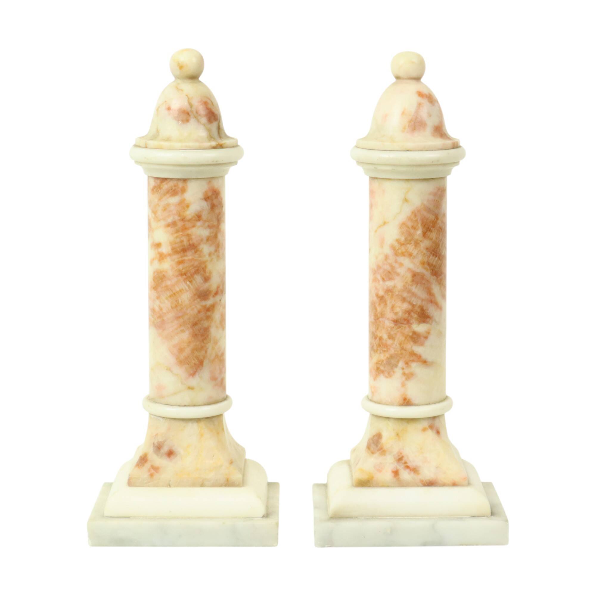 Set of 2 Decorative Marble Pillars Columns Classic 35cm