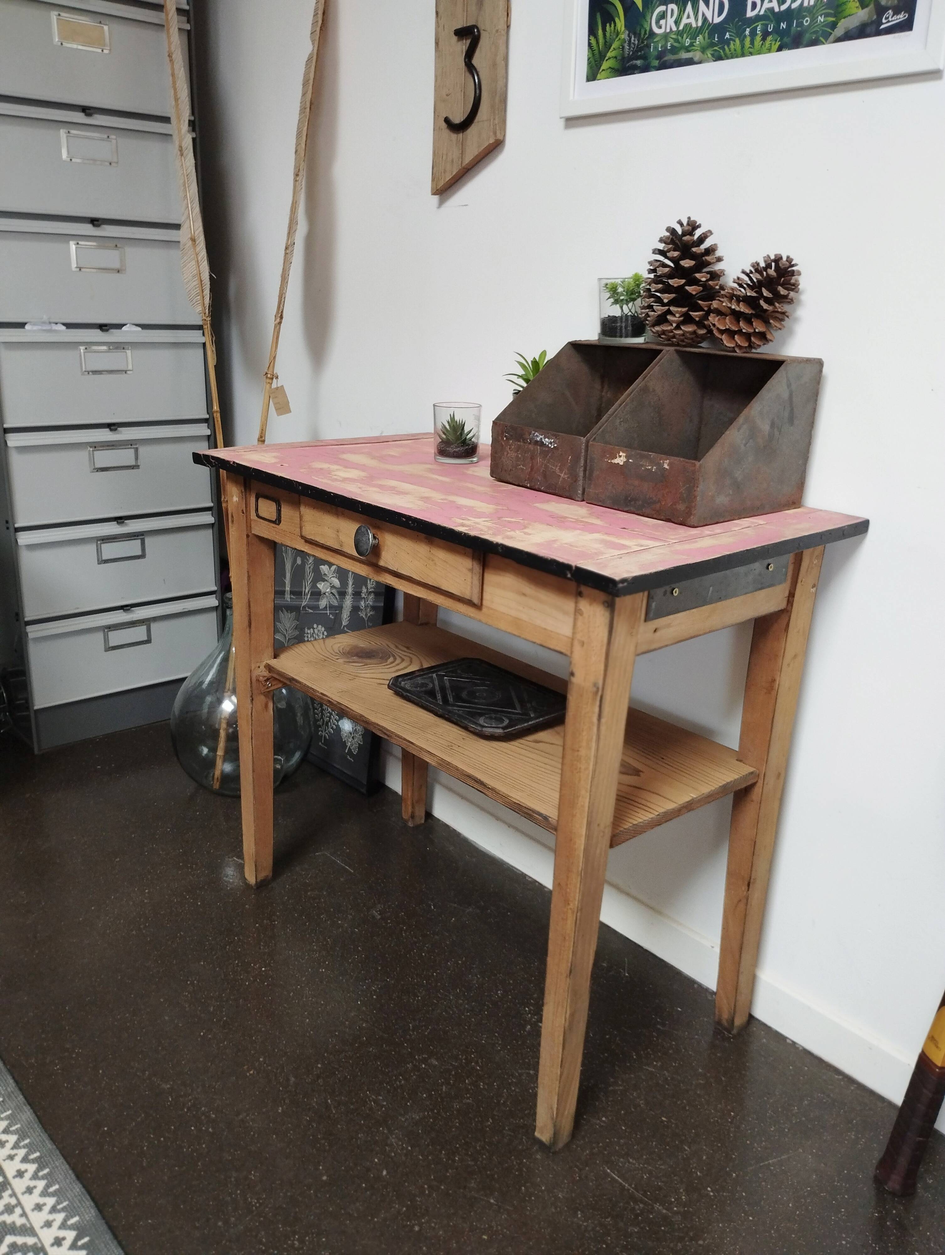 Table d'atelier, console vintage