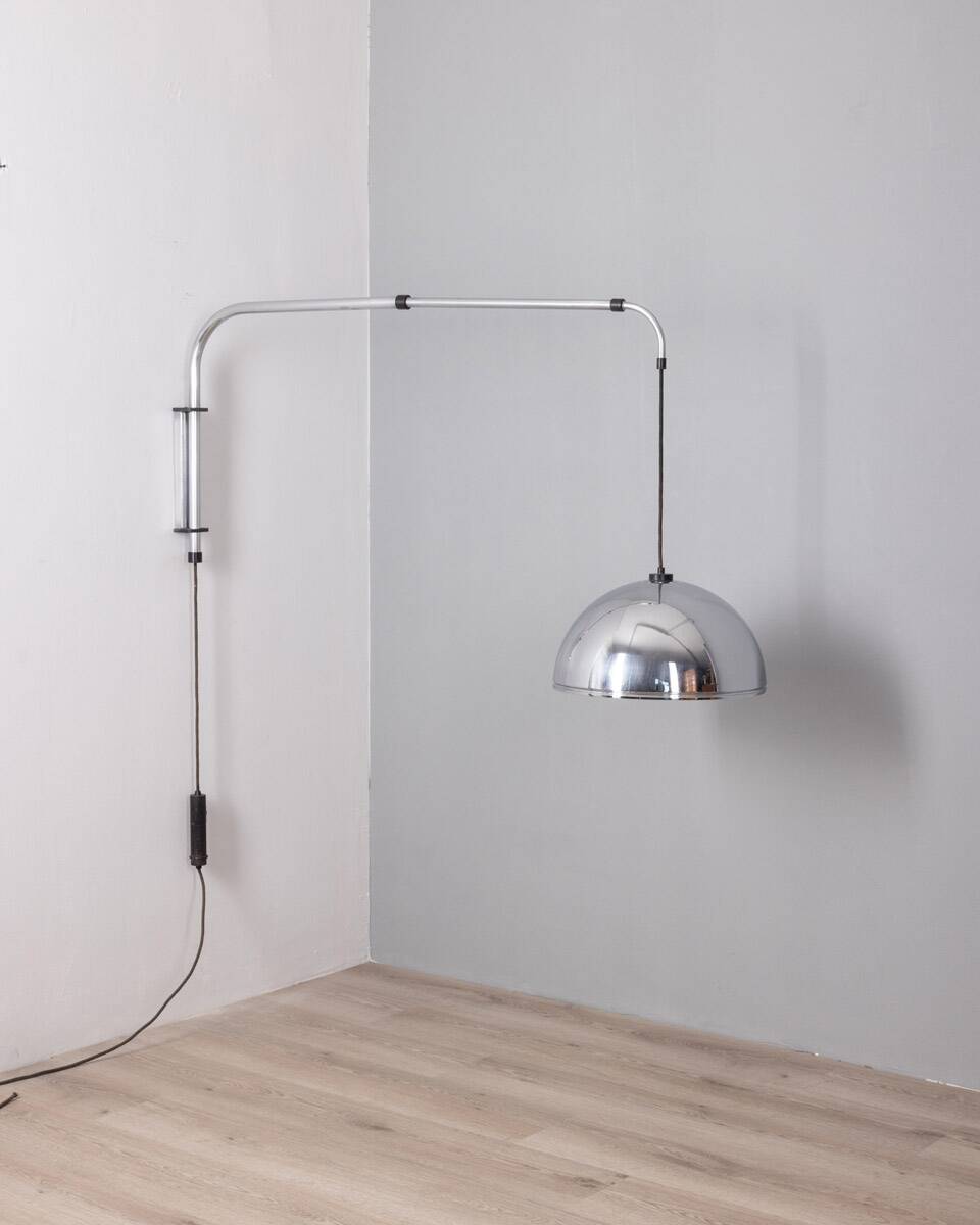Adjustable wall lamp vintage 70s chromed metal italian design