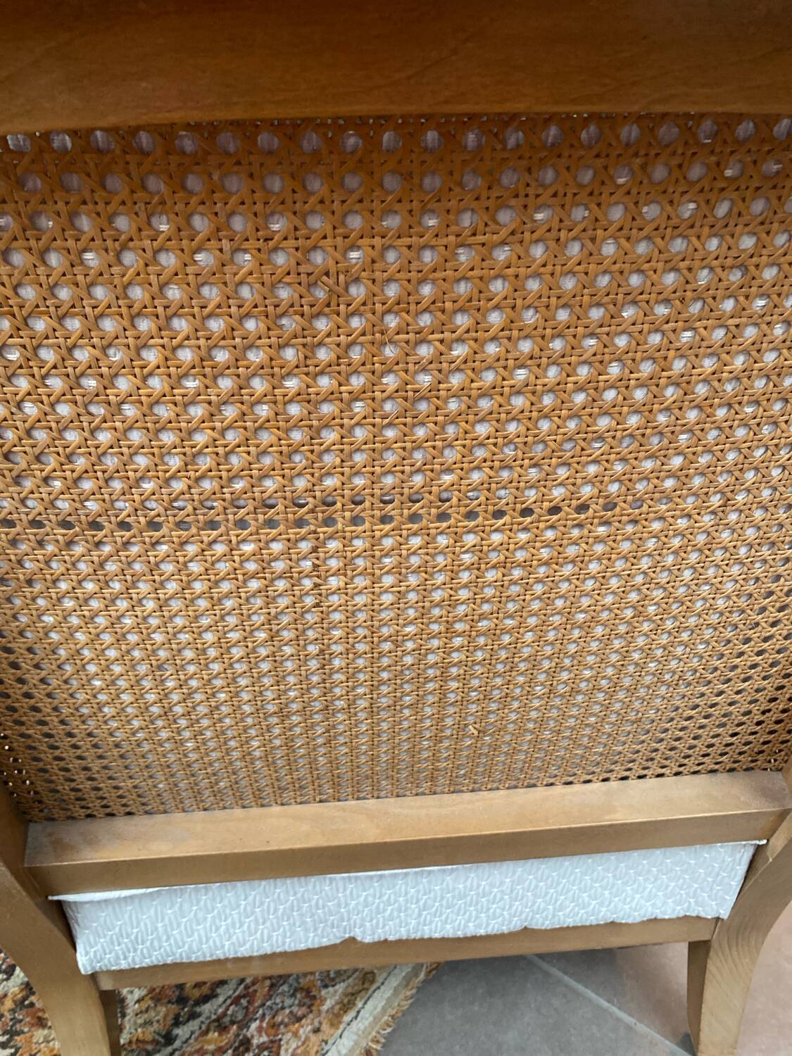 Sofa and armchair in cane and wood by Jean Roche
