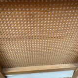 Sofa and armchair in cane and wood by Jean Roche