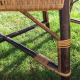 Wicker or rattan armchairs and bamboo