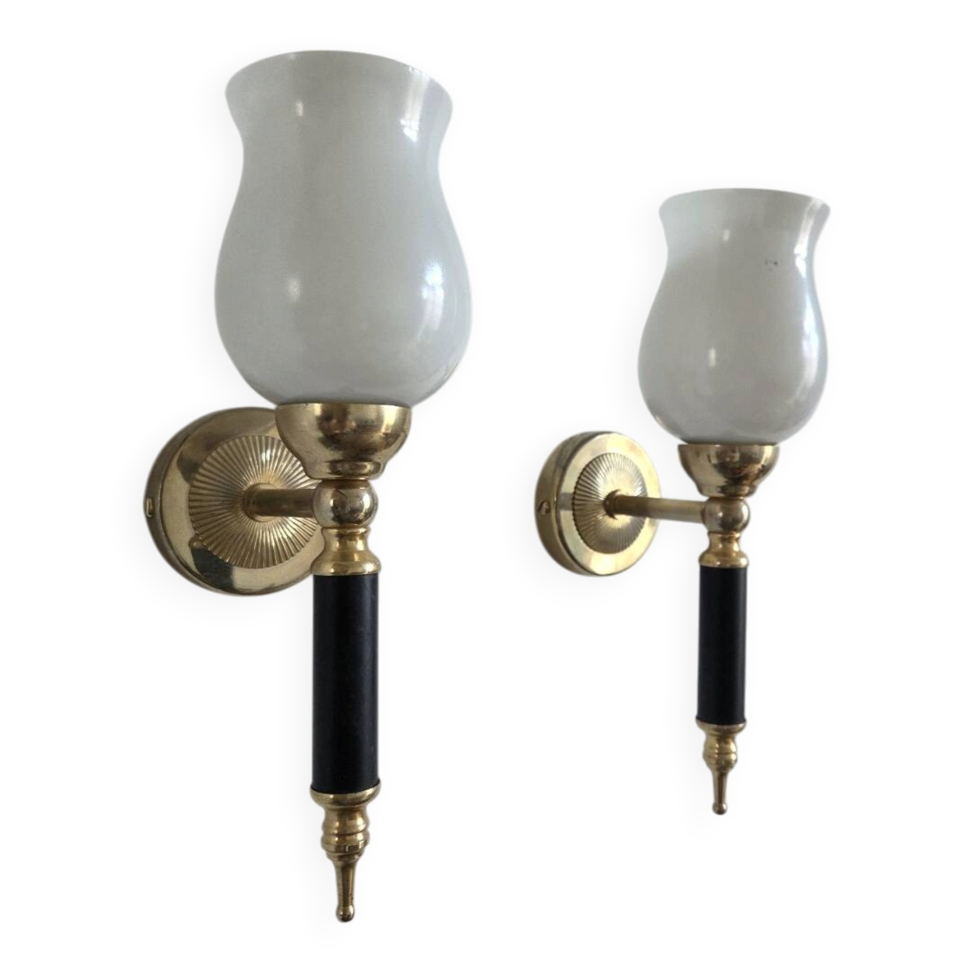Pair of torch wall lights, 50-60
