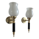 Pair of torch wall lights, 50-60