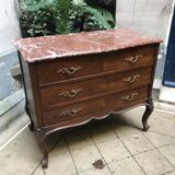 Louis XV style chest of drawers in wood and marble