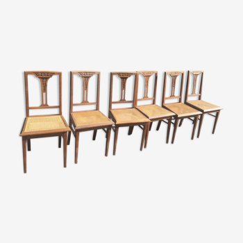 Set de 6 chaises art deco en chêne