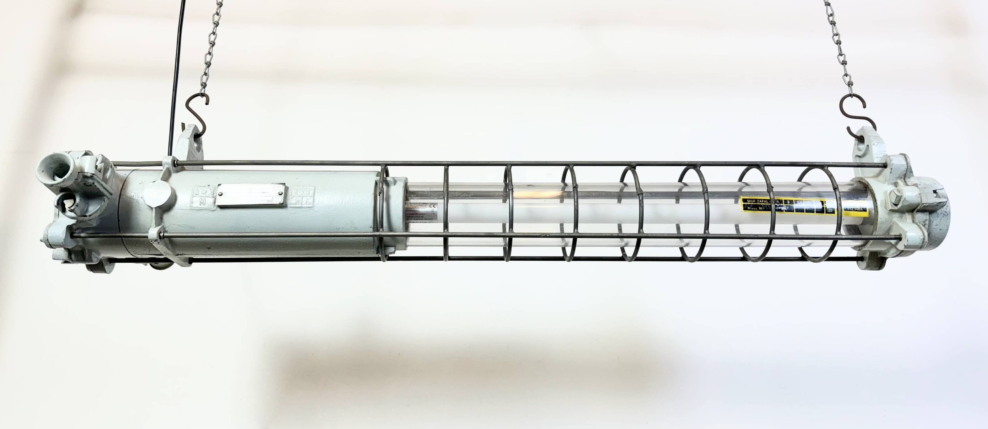 Grey Industrial Hanging Tube Light from Elektrosvit, 1980s