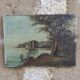 French vintage oil painting, signed Andreu. Chateau de St. Honorat