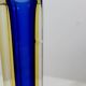 MURANO Flavio Poli Soliflore ou Vase carré vintage en Verre Bleu et Jaune