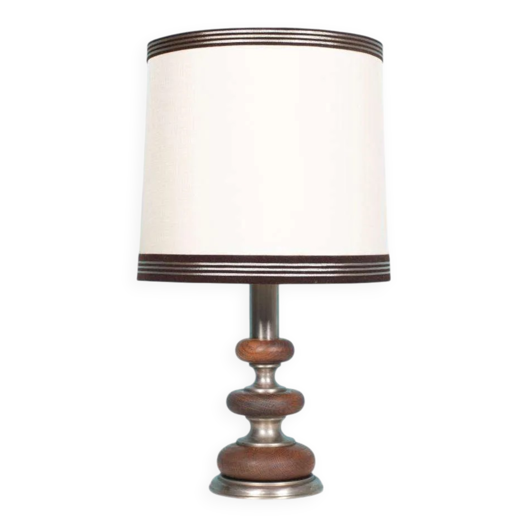 1960s bohemian table lamp, space age wooden bedside lamp