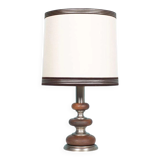 1960s bohemian table lamp, space age wooden bedside lamp