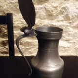 Vintage antique pewter serving jug with acorn finials on lid