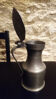 Vintage antique pewter serving jug with acorn finials on lid