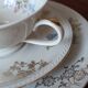 Antique porcelain trio Bavaria – cup, saucer, plate – flowers & do