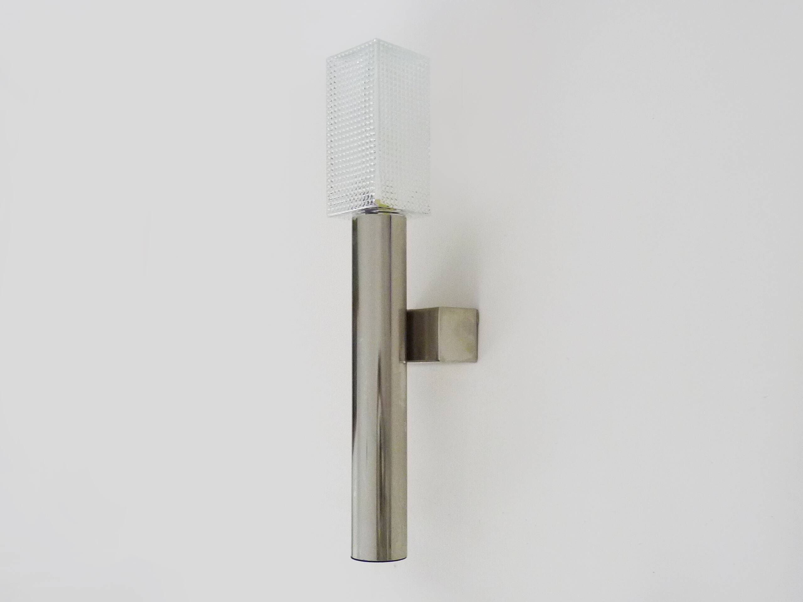 Large wall light in brushed metal. 70s