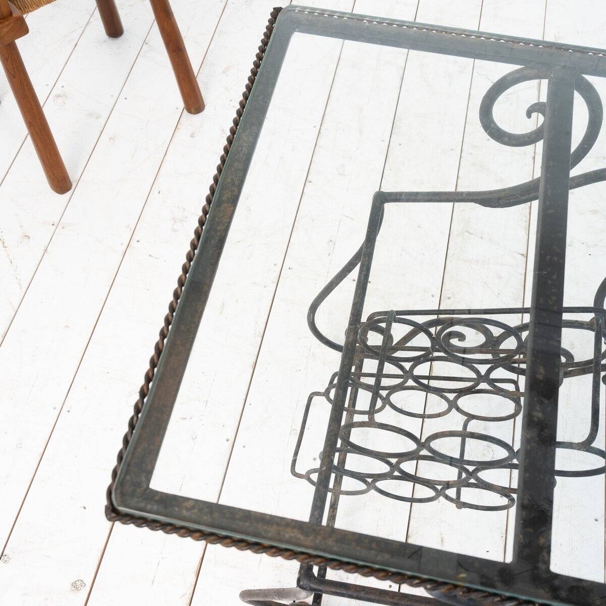 Provençal Wrought Iron and Glass Console Table, 1950