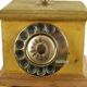 Old Italian Analog Telephone with Rotary Copper Wood Velvet