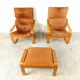 Leather Poäng Chairs & Footrest by Noboru Nakamura for IKEA, 1990s