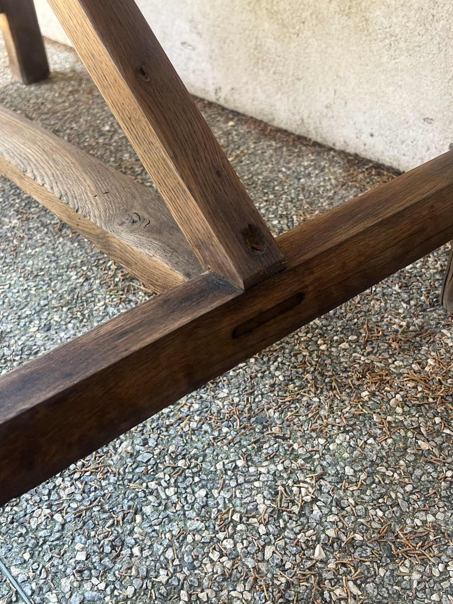 Old workshop desk made of solid wood