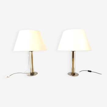 Pair of vintage large lucite table lamps, 1970s