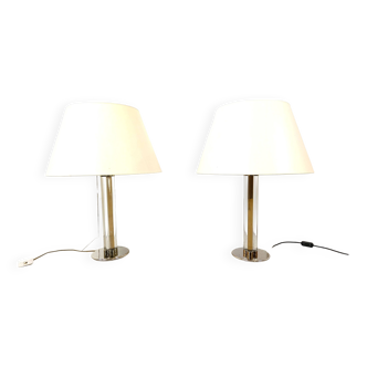 Pair of vintage large lucite table lamps, 1970s