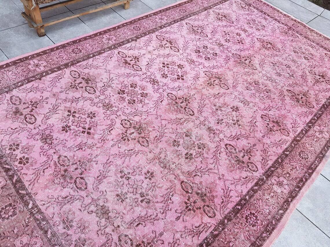 Oushak Turkish Pink Vintage Rug sku 1083