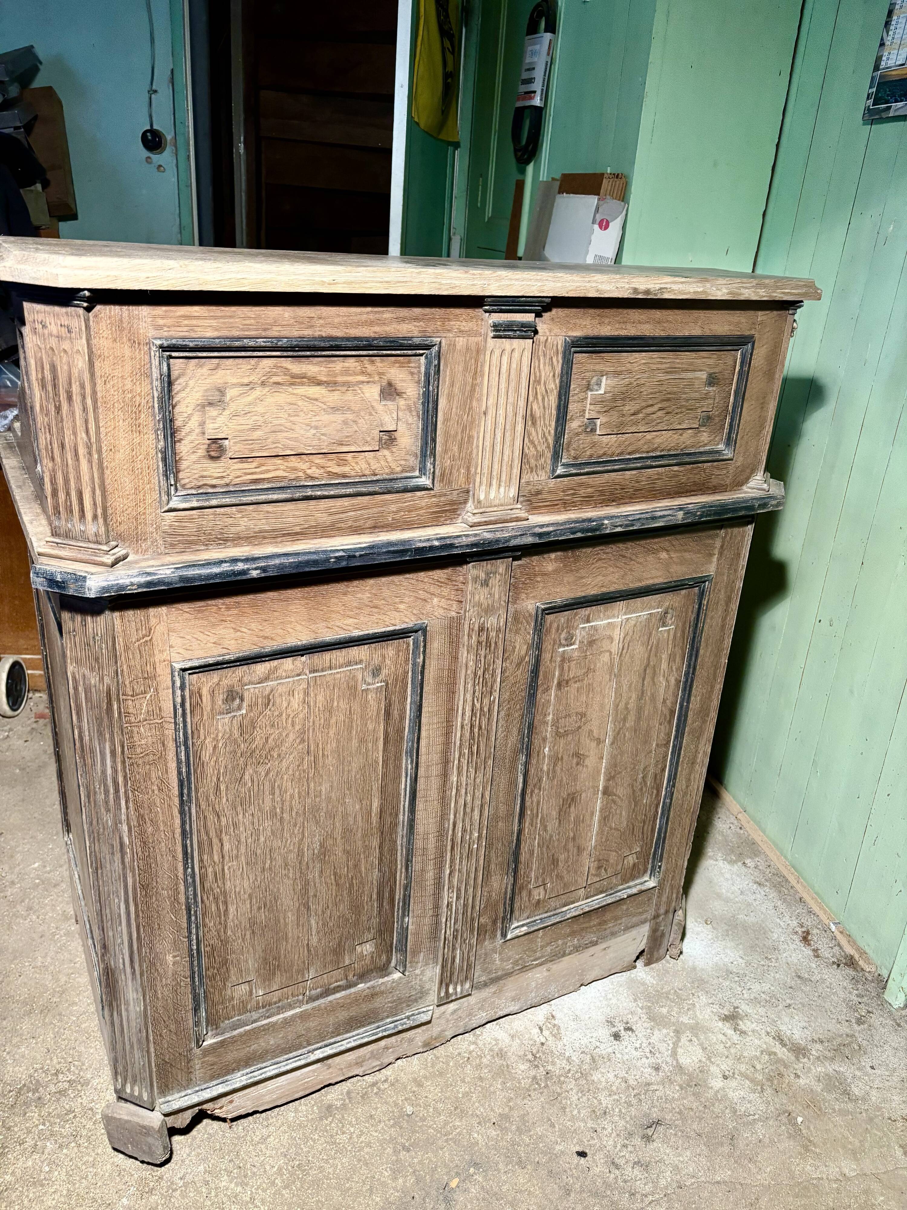 Antique solid wood workshop furniture with drawers