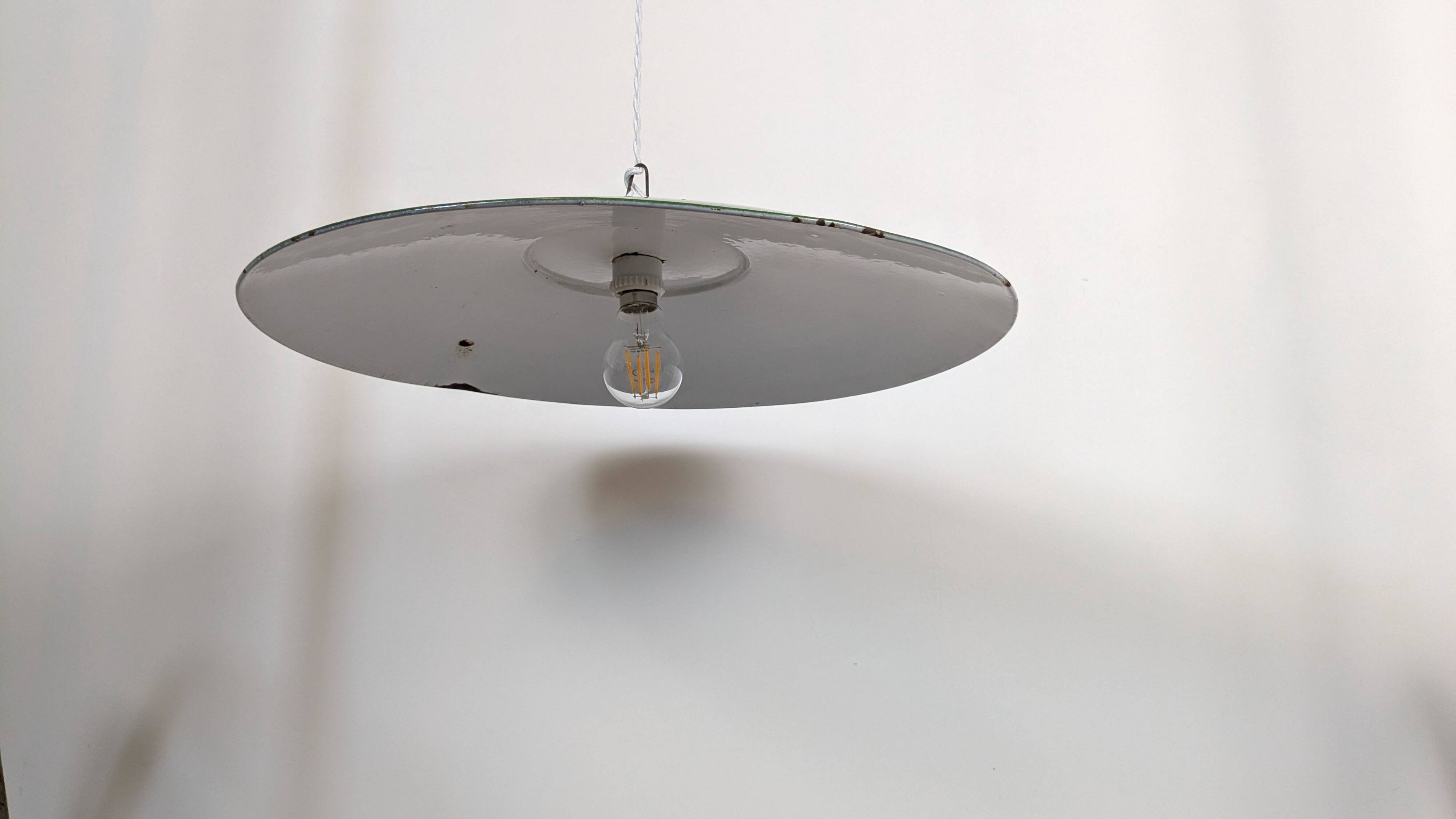 Large green industrial workshop pendant light 50 cm, ceramic socket