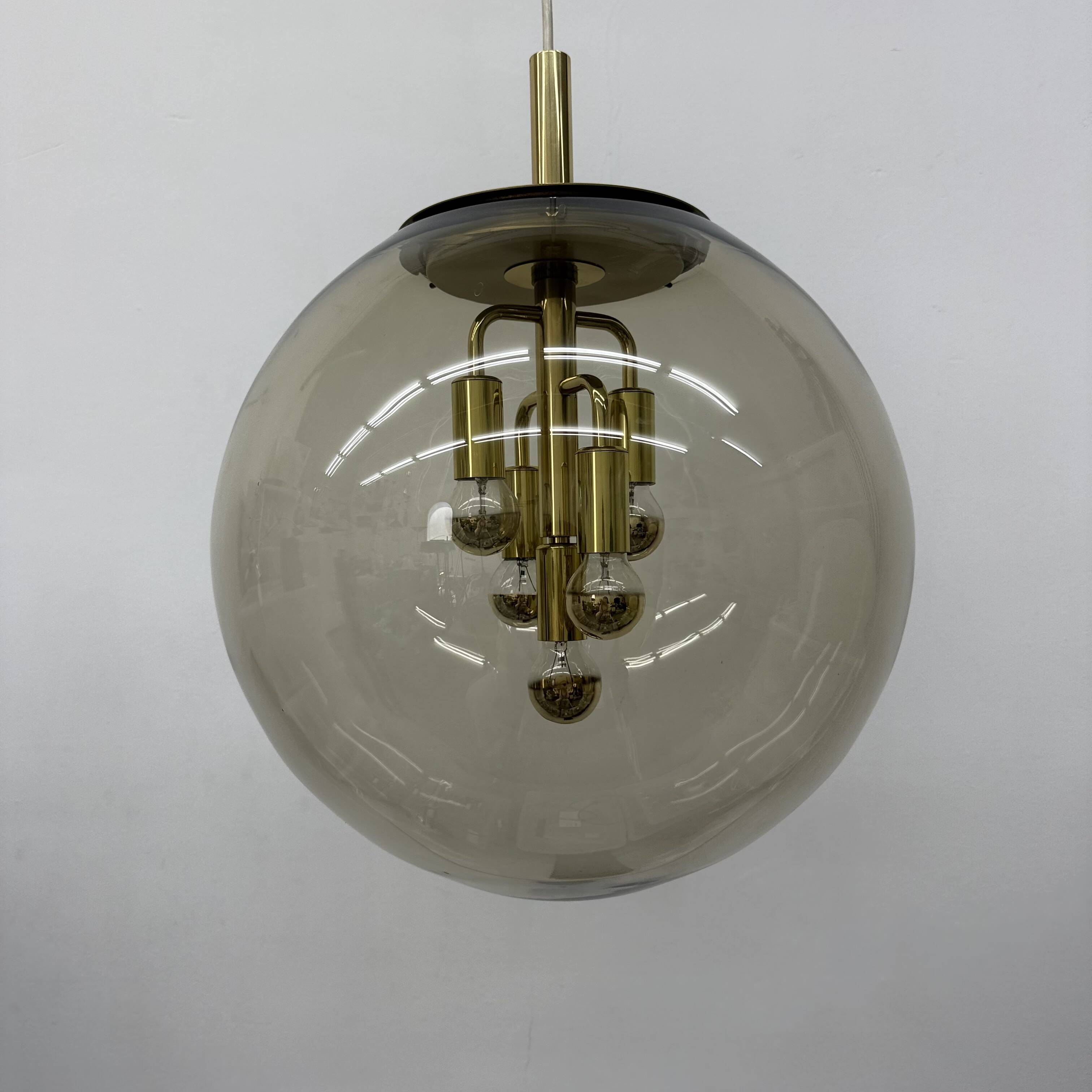 Doria Leuchten globe glass hanging lamp , 1970s