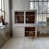 Library showcase ivory white sliding doors